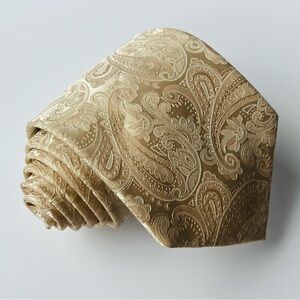 Stacy Adams Men's Necktie Stunning Gold Paisley Print 100% Microfiber Wedding